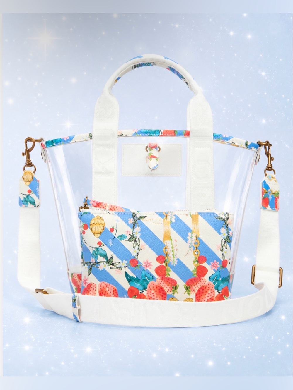 Kurt Geiger Small Hampstead Clear Vinyl Tote w/Matching Pouch